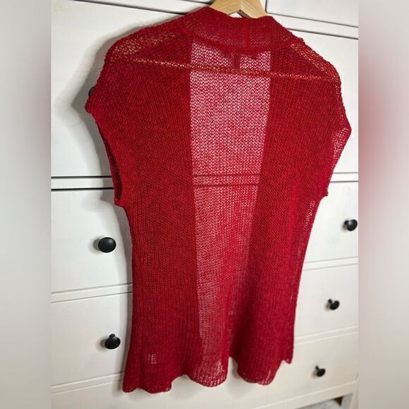 Coldwater Creek linen red Christmas cardigan top size XS 4-6 knit short sleeve - Picture 11 of 15
